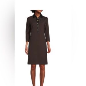 J.McLaughlin Falcon Vegan Leather Trim Collar dress